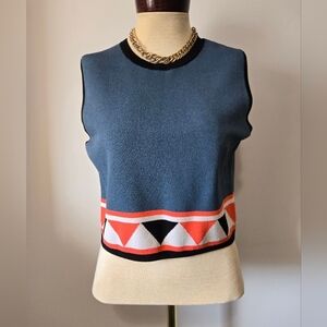 Rachel Roy Blue and Orange Geometric Vest. Size XL